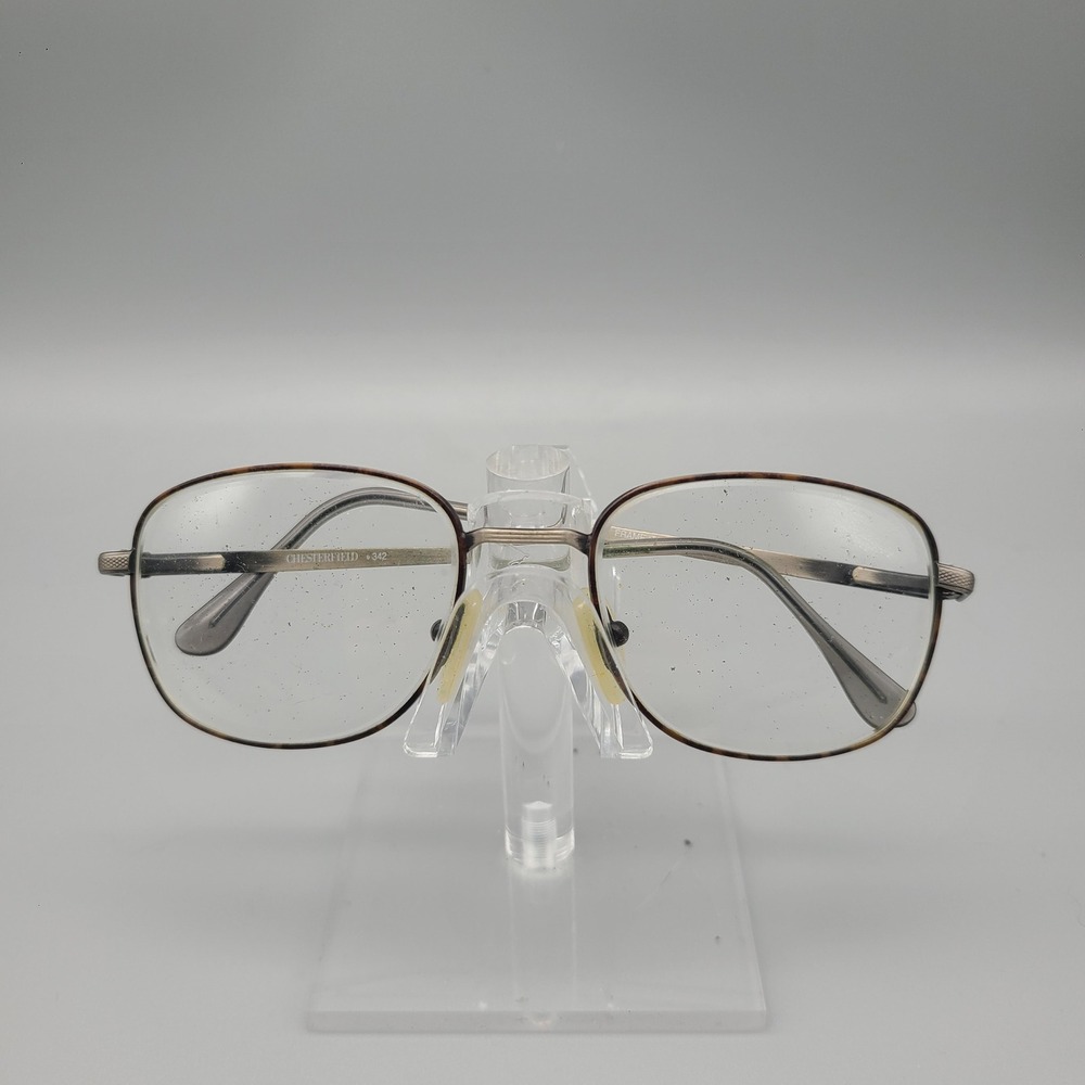 Chesterfield 342 Eyeglass Frames Square Tortoise Gold Tone Italy 53-18-135